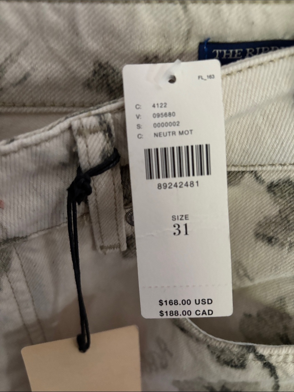 Scotch & Soda Cream Straight Leg Jeans with Olive Floral Print - Picture 4 of 8